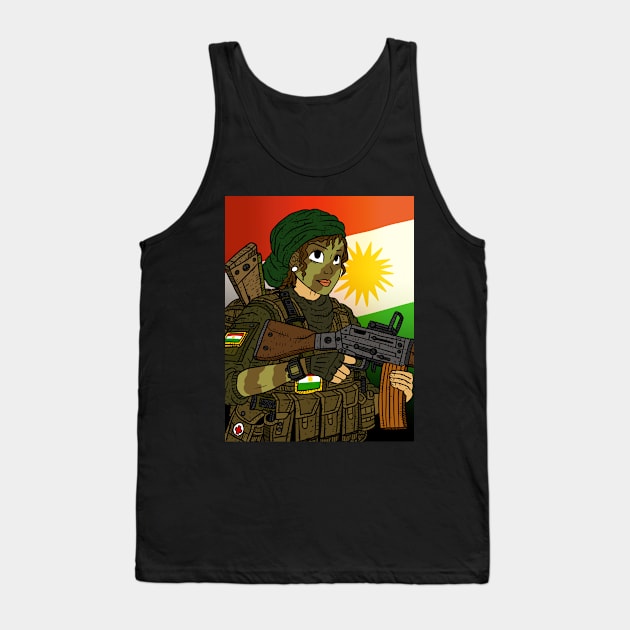 a female soldier of the kurdish defense forces, YPG. kurdistan. Tank Top by JJadx